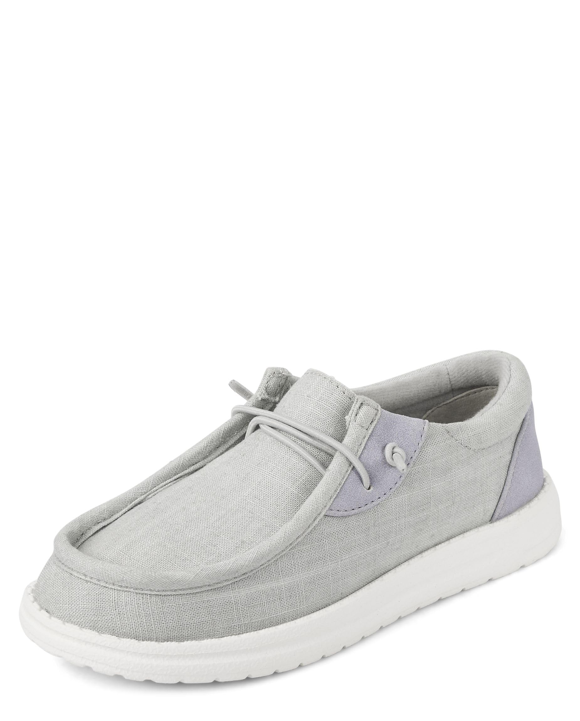 The Children's Place Boys Grey Canvas Casual Slip On Shoes for Big Kid, Comfort and Style, Size 3
